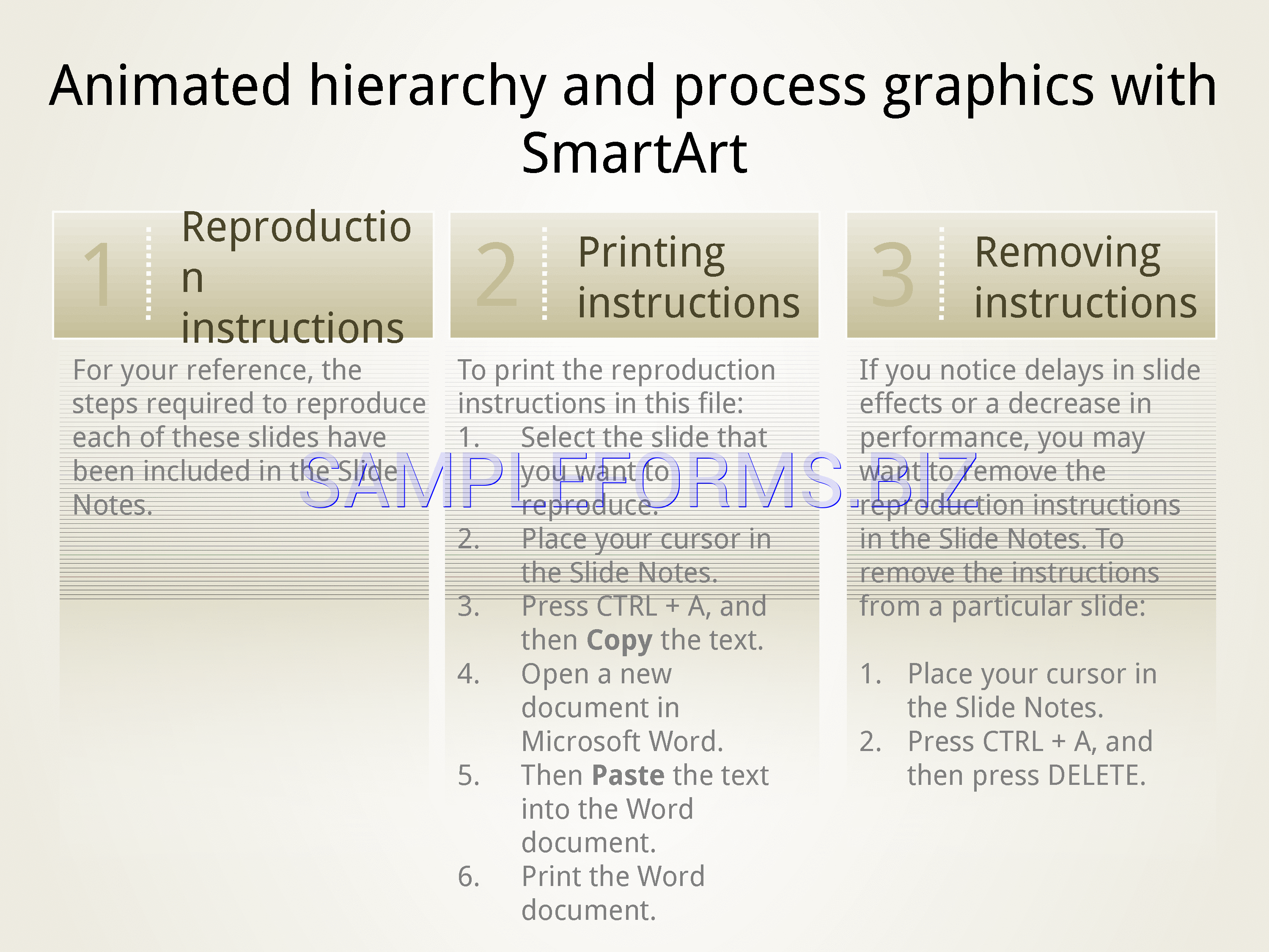 Preview free downloadable Animated SmartArt Graphics Presentation Slides in PDF (page 1)
