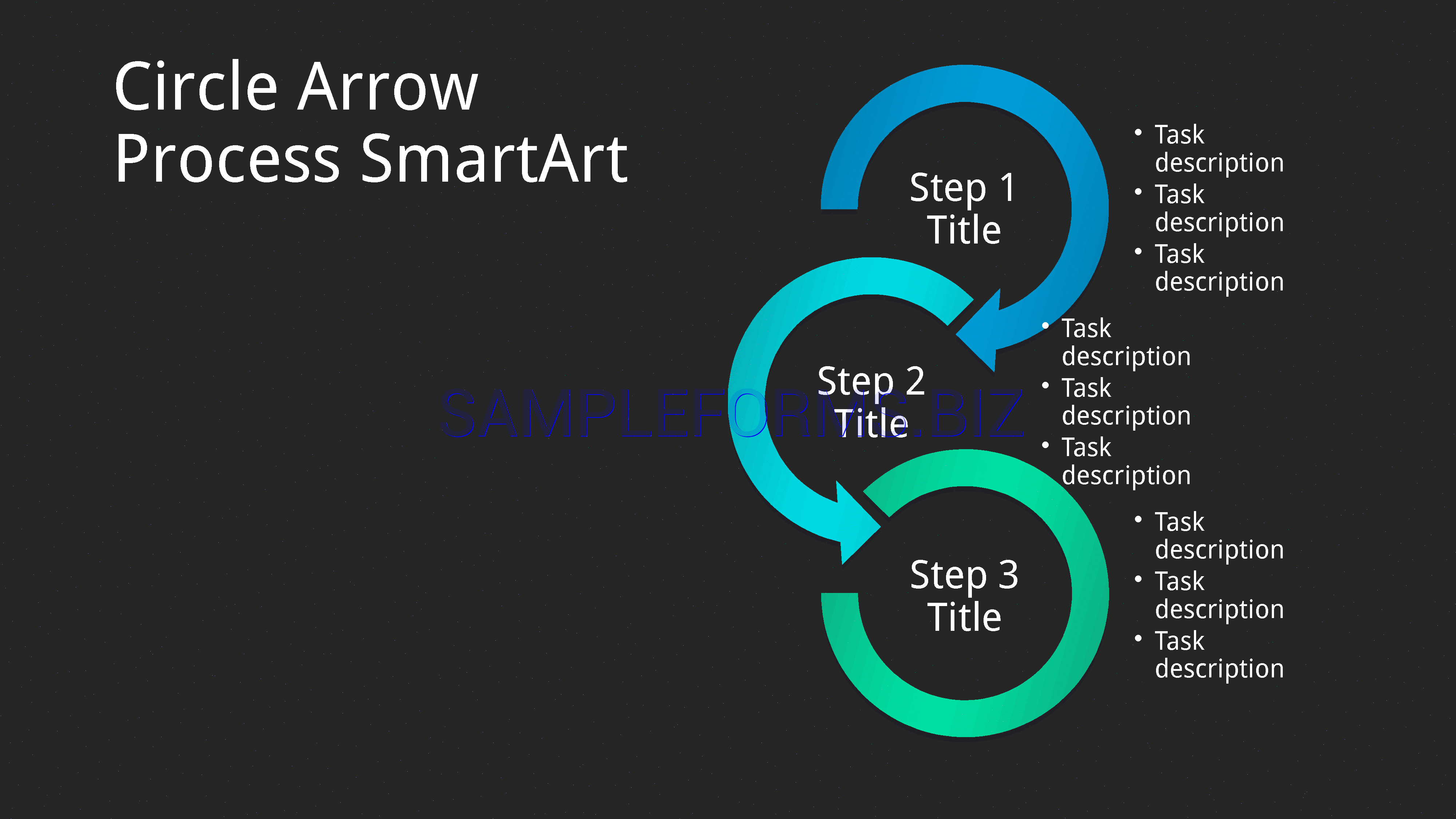 Preview free downloadable Circle Arrow Process Chart SmartArt Slide in PDF (page 1)