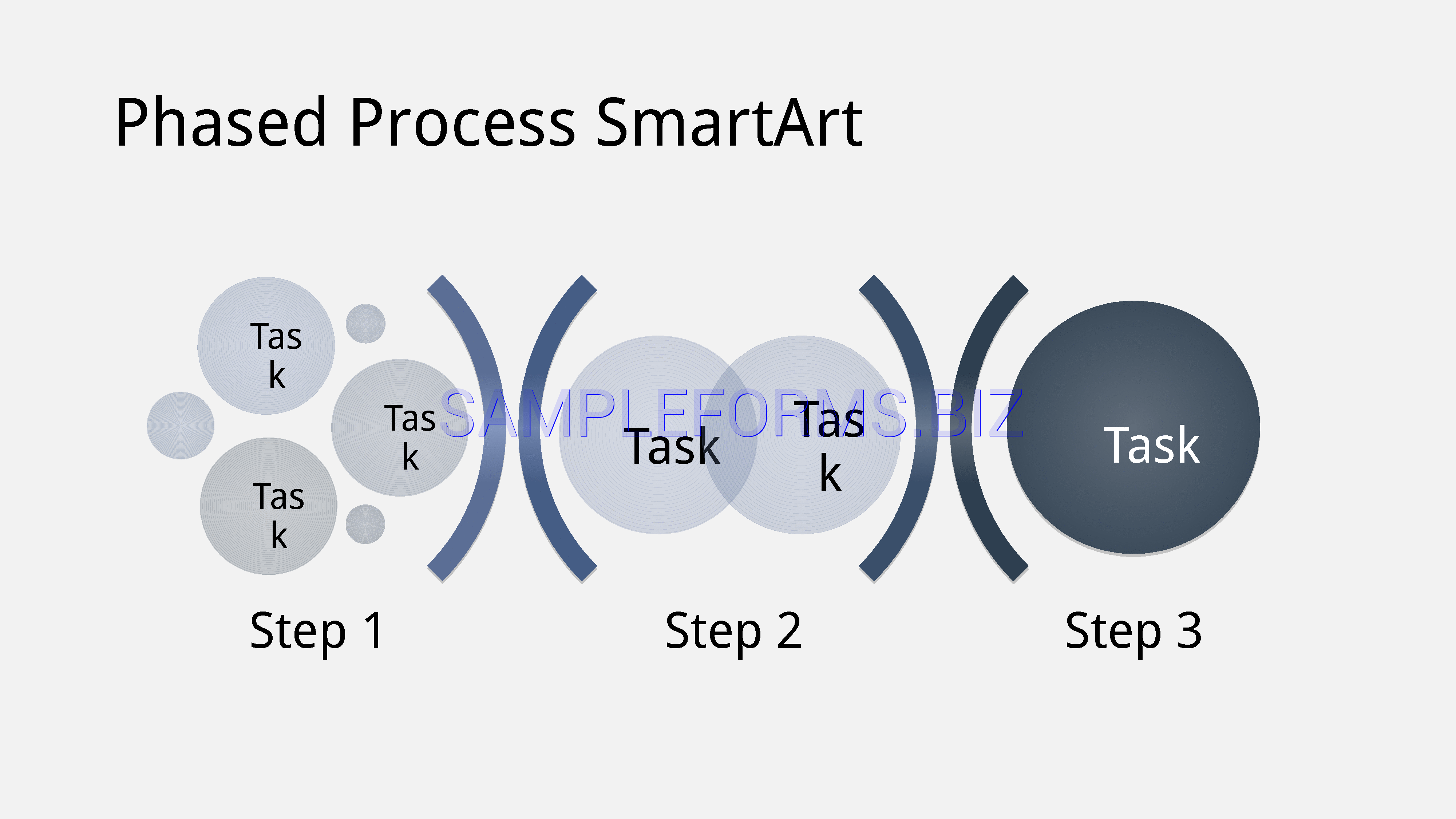 Preview free downloadable Phased Process Chart SmartArt Slide in PDF (page 1)